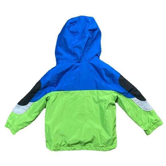 London Fog Boys Wind Breaker Light Jacket Size 3T Full Zipper Hooded Blue Multi - Picture 2 of 6